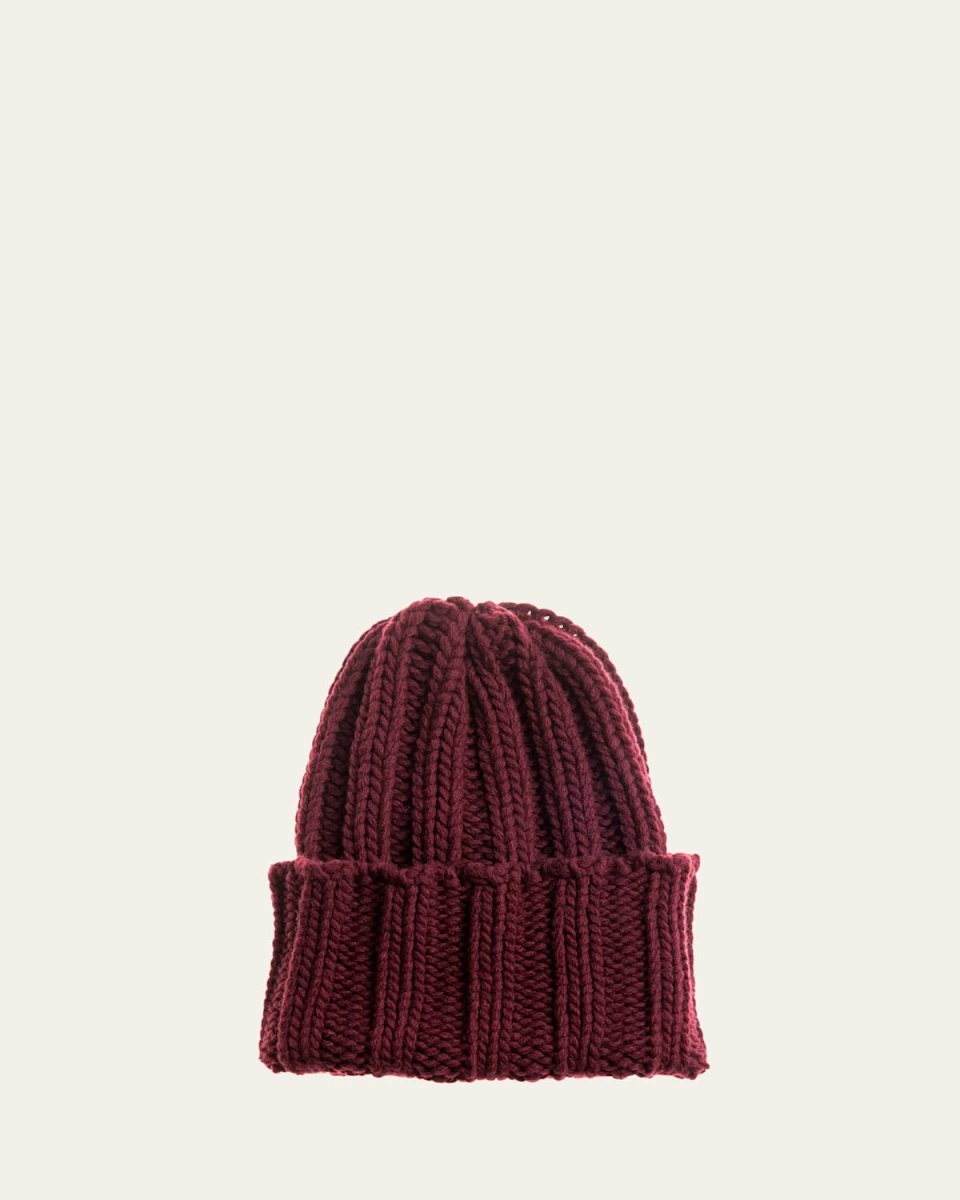 Large Ribbed Cashmere Beanie